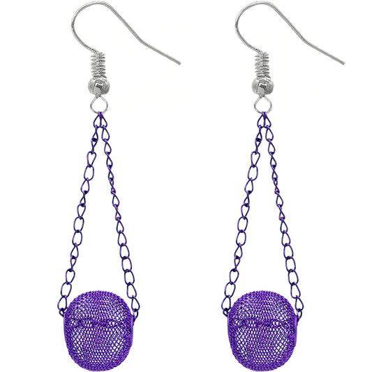 Purple Mesh Ball Chain Earrings