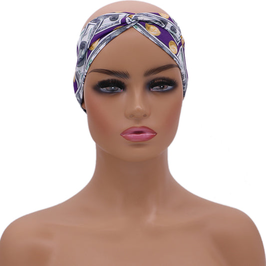 Purple Money Criss Cross Stretch Headband
