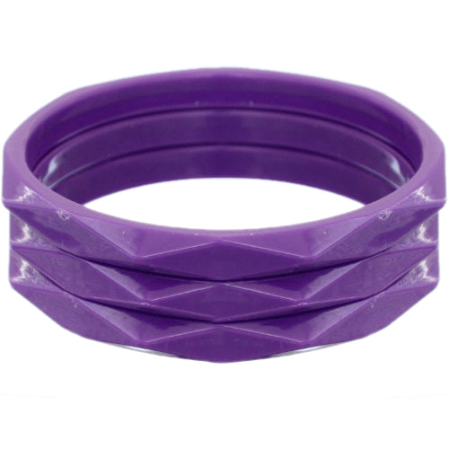 Purple 3-Piece Flat Design Stacked Bracelets