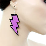 Purple Glitter Lightning Bolt Earrings
