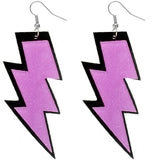 Purple Glitter Lightning Bolt Earrings