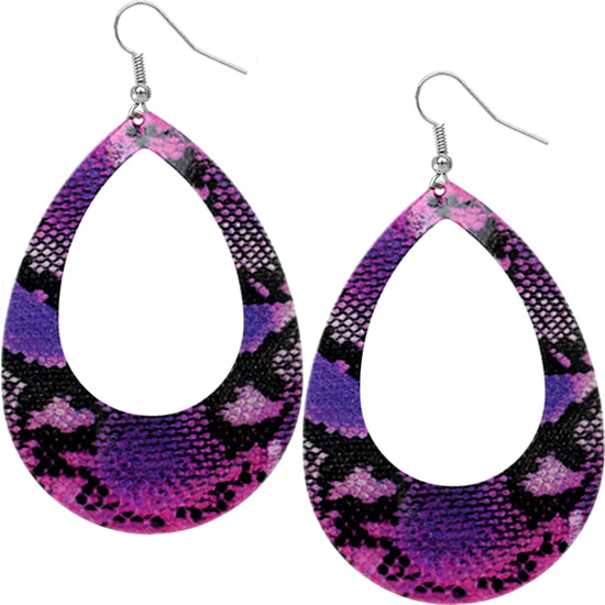 Purple Snakeskin Teardrop Earrings