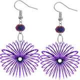 Purple Bead Coil Slinky Dangle Earrings