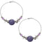Purple Beaded Medium Hoop Earrings