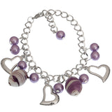 Purple Beaded Chain Link Charm Bracelet