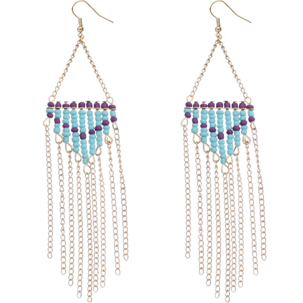 Purple two tone chain earrings