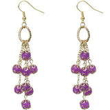 Purple Beaded Drop Chain Dangle Earrings