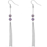 Purple Beaded Fireball Chain Earrings