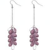 Purple Beaded Layer Drop Chain Earrings