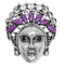 Purple Beaded Rhinestone Female Face Adjustable Ring