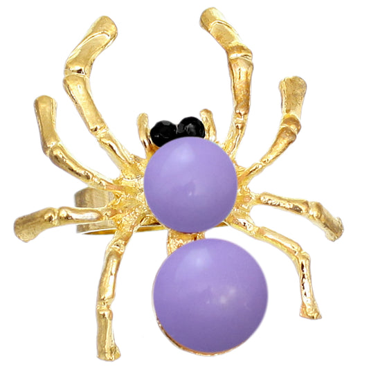 Purple Beaded Spider Adjustable Ring