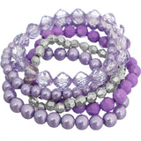 Purple 5-Piece Faux Pearl Stacked Bracelets