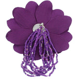 Purple Beaded Stretch Flower Bracelet