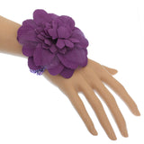 Purple Beaded Stretch Flower Bracelet