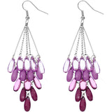 Purple Transparent Beaded Chandelier Earrings