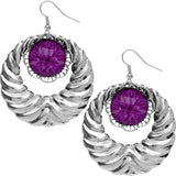 Purple Extra Large Gemstone Crescent Earrings