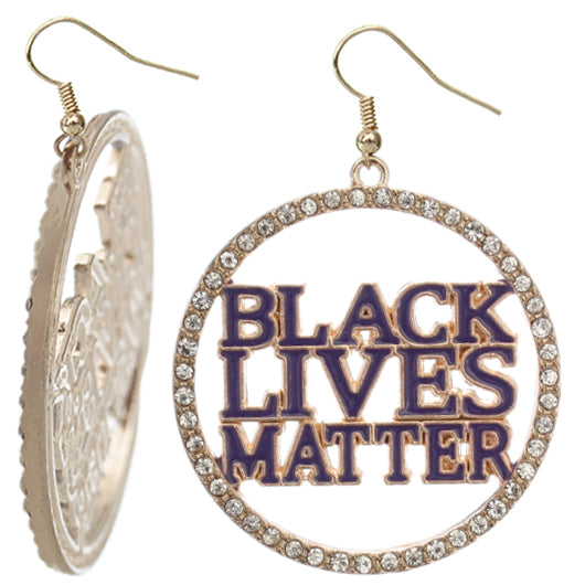 Purple Black Lives Matter Metal Hoop Earrings