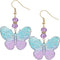 Purple Blue Bead Ombre Butterfly Earrings