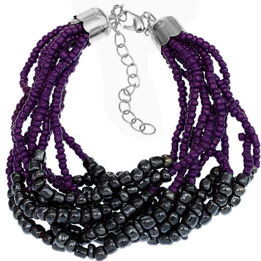 Purple Two Tone Sequin Beaded Bracelet