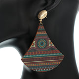 Purple Boho Chic Evil Eye Stripe Wooden Earrings