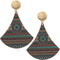 Purple Boho Chic Evil Eye Stripe Wooden Earrings