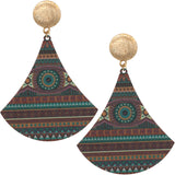 Purple Boho Chic Evil Eye Stripe Wooden Earrings