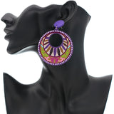 Purple Boho Wooden Dangle Earrings