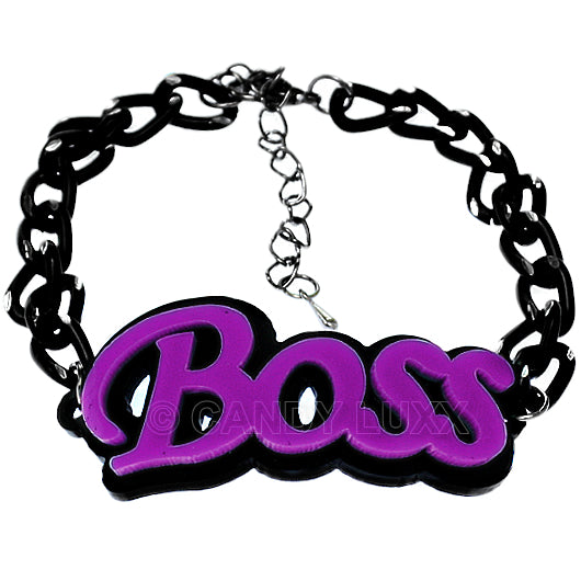 Purple Boss Letter Link Chain Bracelet