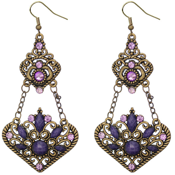 Purple Elegant Faceted Gemstone Drop Earrings