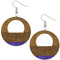 Brown Wooden Purple Painted Circular Earrings
