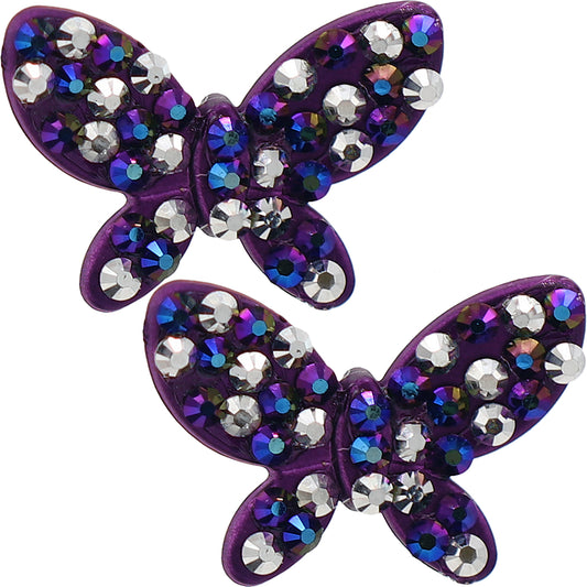 Purple Butterfly Beaded Stud Earrings