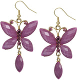 Purple Butterfly Gemstone Dangle Earrings
