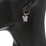 Purple Butterfly Leverback Mini Earrings