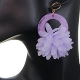 Purple Chiffon Open Circle Drop Earrings