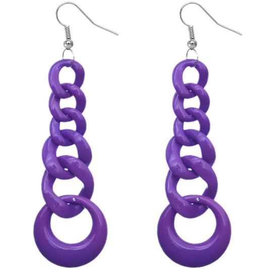 Purple Gradual Chain Link Earrings