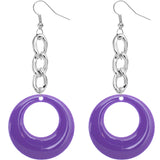 Purple Chain Link Drop Hoop Earrings