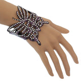 Purple Cheetah Butterfly Snap Bracelet