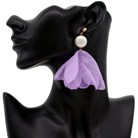 Purple Chiffon Flowy Earrings