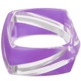 Purple Clear Striped Square Bangle Bracelet