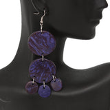 Purple Coconut Round Disc Earrings