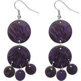 Purple Coconut Round Disc Earrings