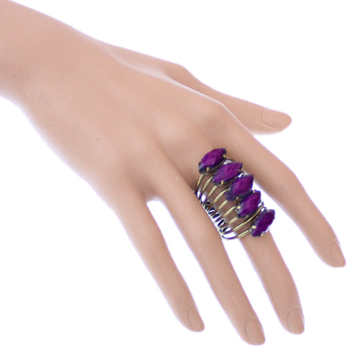 Purple Beaded Coil Wrap Ring