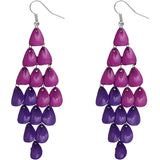 Purple Colorblock Arch Teardrop Dangle Earrings
