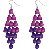 Purple Colorblock Arch Teardrop Dangle Earrings