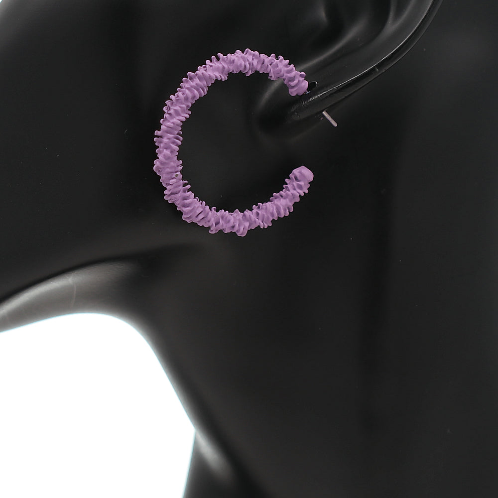 Purple Crinkle Mini Hoop Earrings