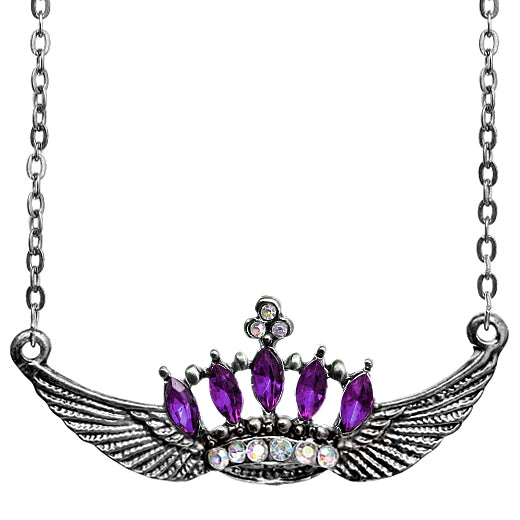 Purple Crown Double Wing Chain Necklace