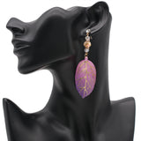 Purple CZ Leaf Drop Earrings