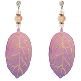Purple CZ Leaf Drop Earrings