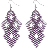 Purple Diamond Shaped Dangle Earrings