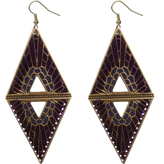 Purple Inverted Reverse Triangle Earrings